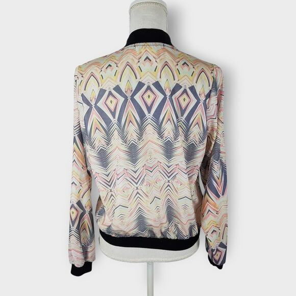 One & Only Urban Outfitters Bomber Jacket Abstract Lightweight Multi-color Small - Picture 4 of 8